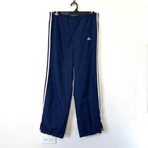 VTG 00s Adidas Track Pants Windbreaker Small Womens Navy Blue White Stripe Y2K